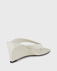 Susannah Leather Thong Wedge Sandal Ecru Leather
