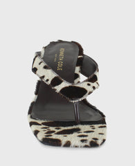 Susannah Calf Hair Thong Wedge Sandal Brown Multi Haircalf