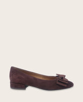 GENTLE SOULS - Atlas Suede Bow Flat Burgundy Suede