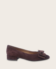 GENTLE SOULS - Atlas Suede Bow Flat Burgundy Suede