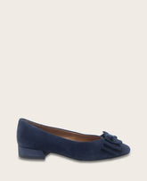 GENTLE SOULS - Atlas Suede Bow Flat Navy Suede