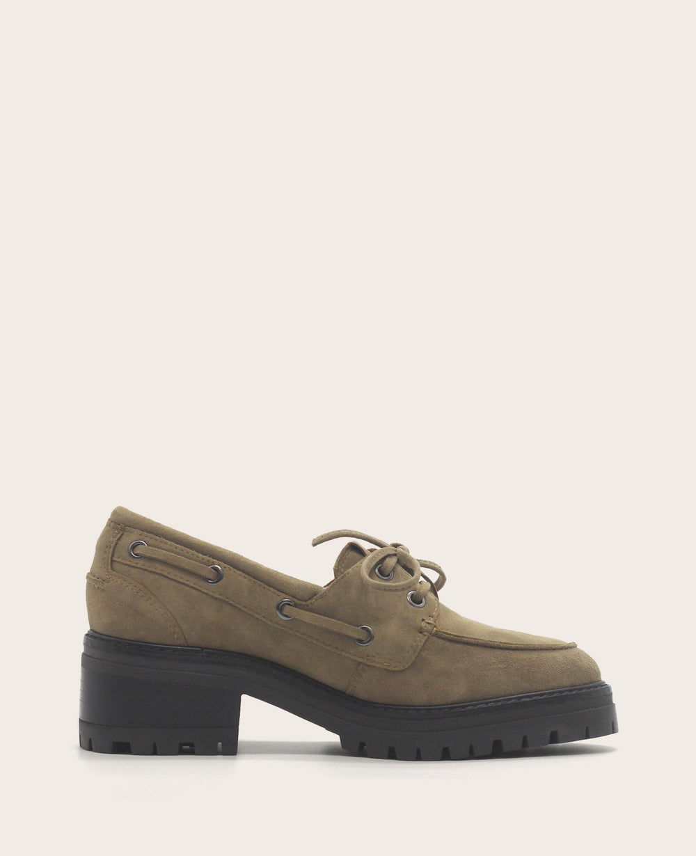 GENTLE SOULS - Brigly Suede Lug Boat Shoe Olive Suede