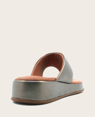 GENTLE SOULS - Daya Metallic Thong Sandal Pewter Leather