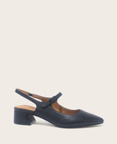GENTLE SOULS - Gladys Leather Ankle Strap Slingback Black Leather