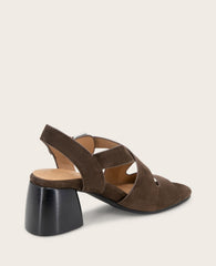 GENTLE SOULS - Mela Suede Cross Strap Sandal Chocolate Suede