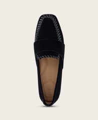 GENTLE SOULS - Sandra Suede Braid Detail Loafer Black Suede