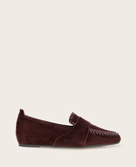 GENTLE SOULS - Sandra Suede Braid Detail Loafer Burgundy Suede