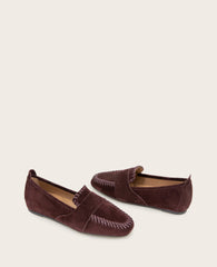 GENTLE SOULS - Sandra Suede Braid Detail Loafer Burgundy Suede