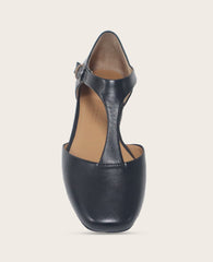 GENTLE SOULS - Wyatt Leather T-Strap Flat Black Leather