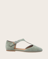 GENTLE SOULS - Wyatt Suede T-Strap Flat Sage Suede