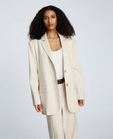 Pinstripe Relaxed Fit Boyfriend Blazer Almond Milk Multi