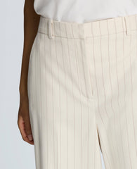 Pinstripe High Rise Wide Leg Pant Almond Milk Multi