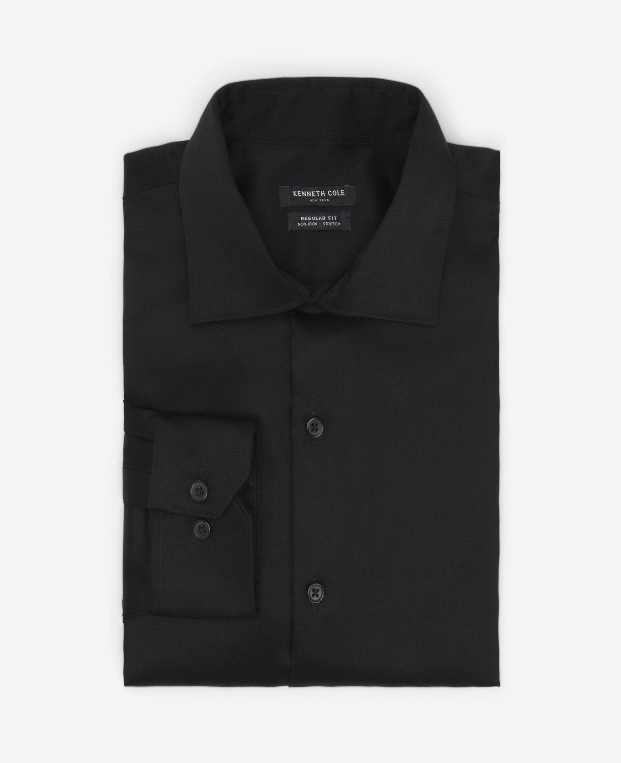 Regular-Fit Button-Down Stretch Dress Shirt with TEK FIT Black