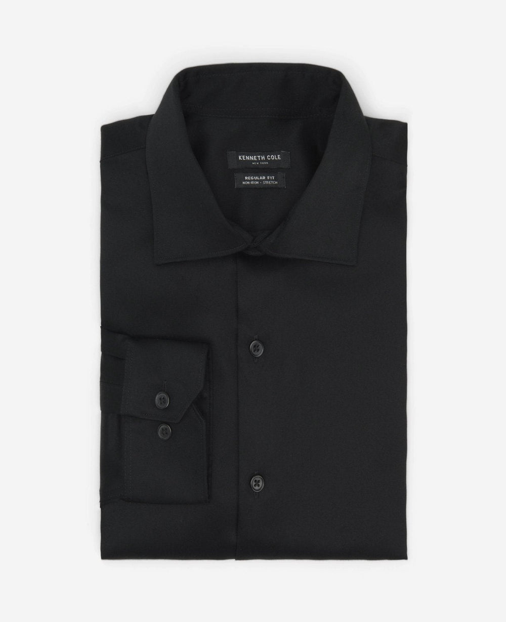 Regular-Fit Button-Down Stretch Dress Shirt with TEK FIT Black