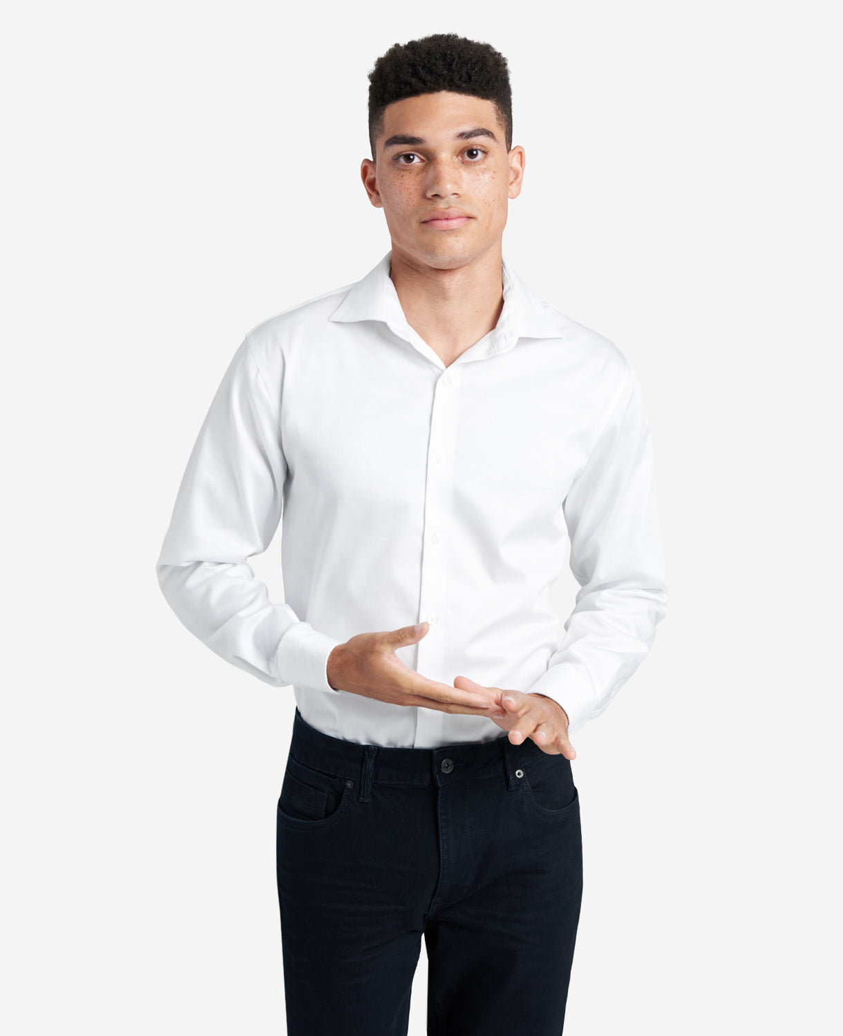 Regular-Fit Button-Down Stretch Dress Shirt with TEK FIT White