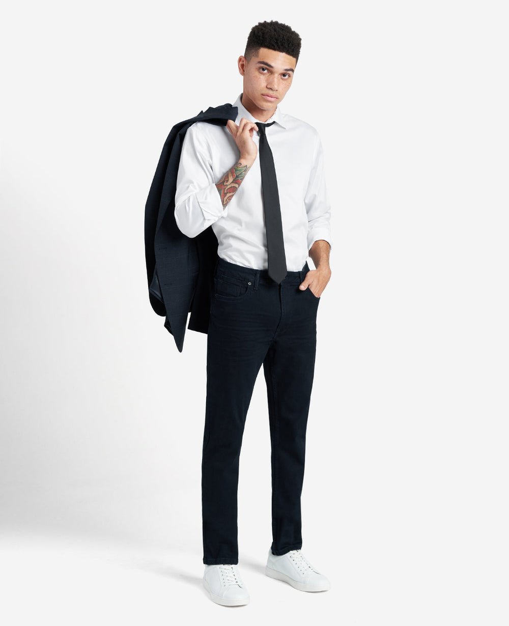 Regular-Fit Button-Down Stretch Dress Shirt with TEK FIT White