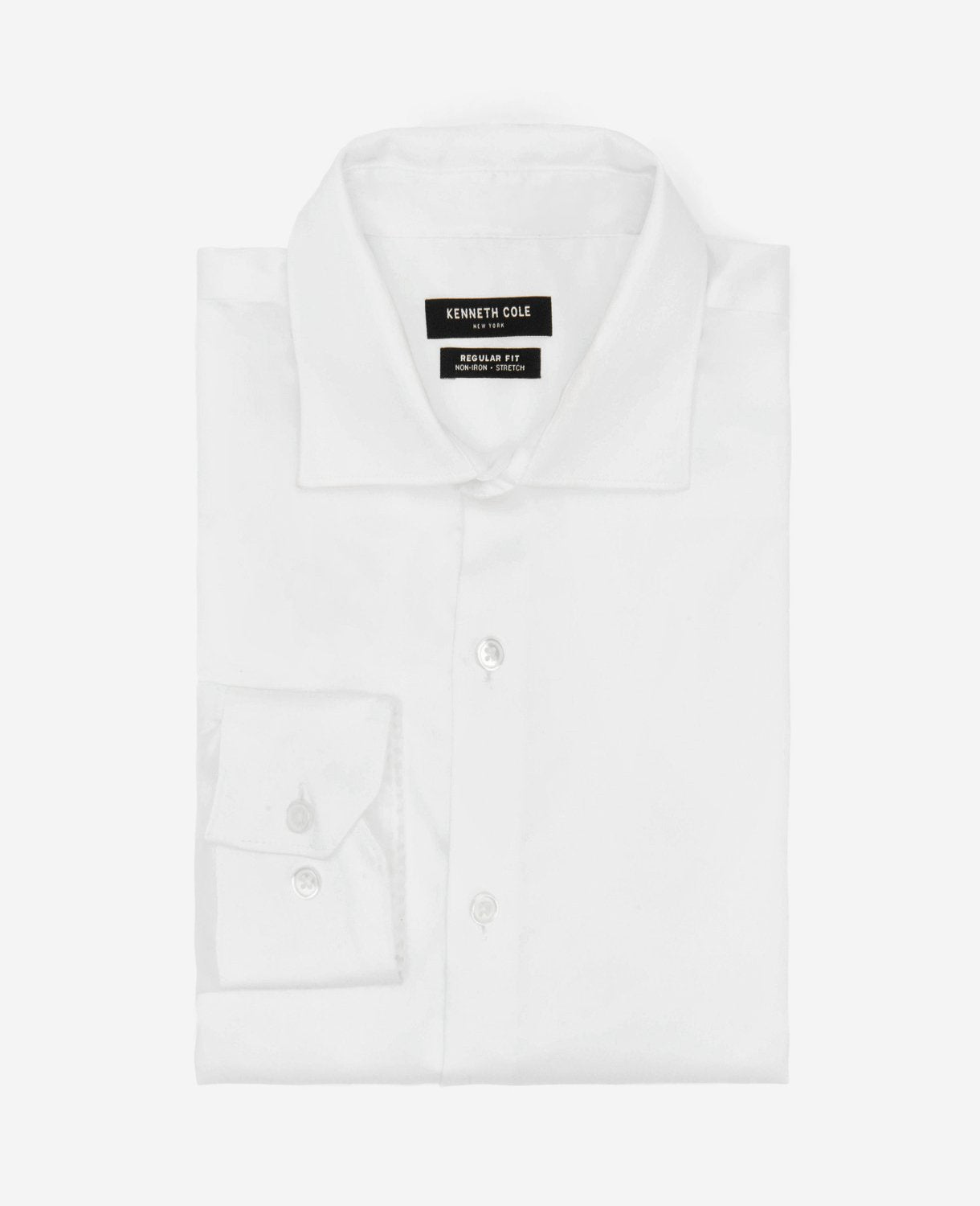 Regular-Fit Button-Down Stretch Dress Shirt with TEK FIT White