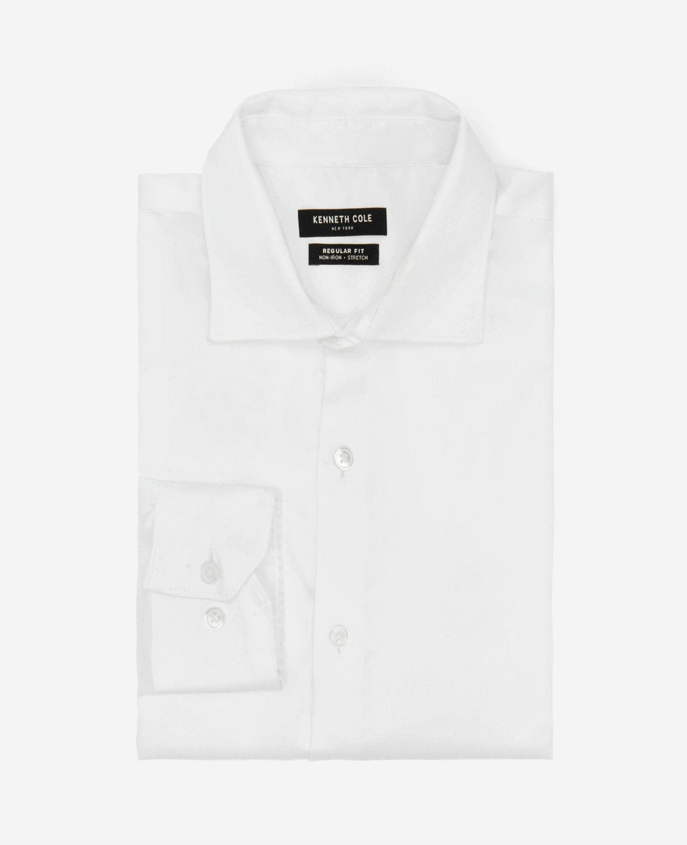 Regular-Fit Button-Down Stretch Dress Shirt with TEK FIT White