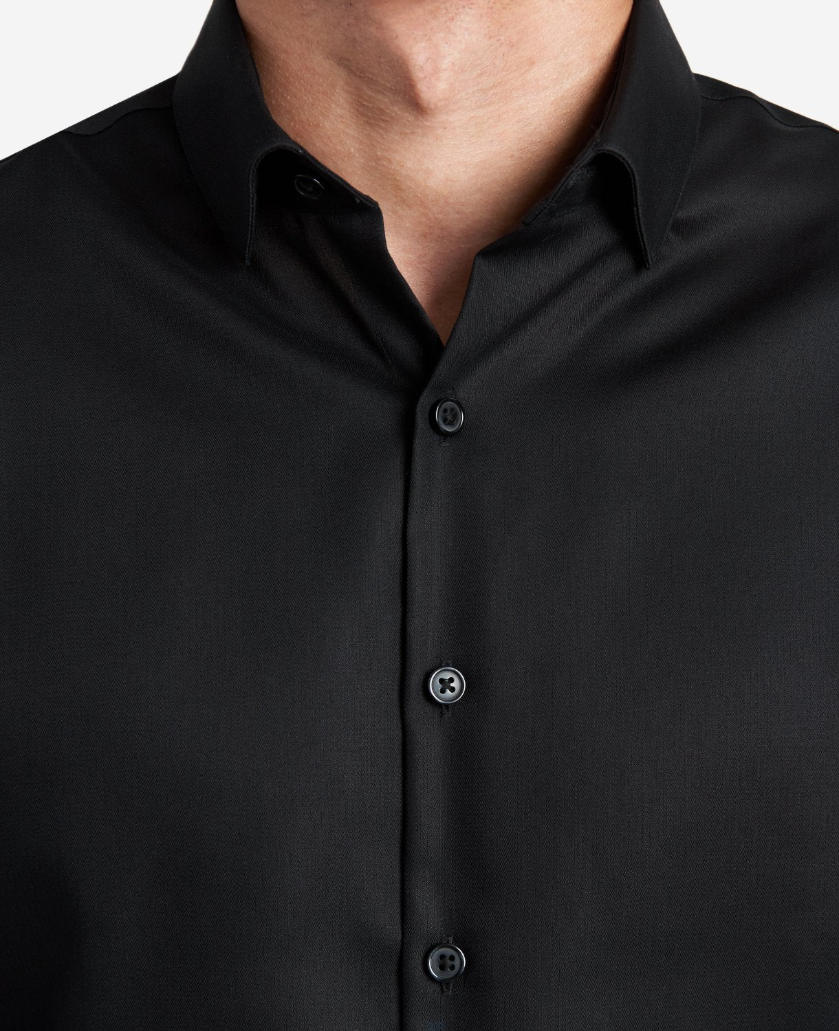 Slim-Fit Button-Down Stretch Dress Shirt with TEK FIT Black