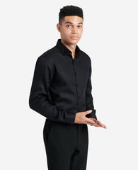 Slim-Fit Button-Down Stretch Dress Shirt with TEK FIT Black
