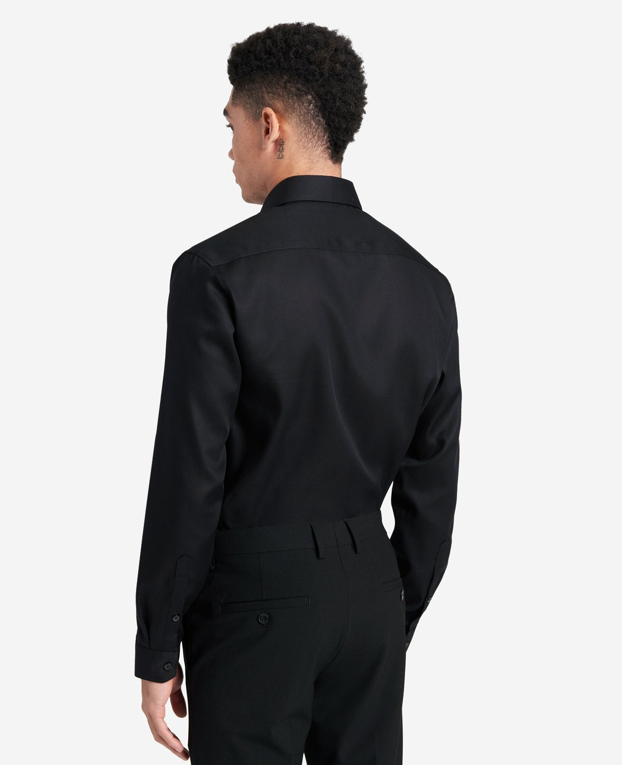 Slim-Fit Button-Down Stretch Dress Shirt with TEK FIT Black