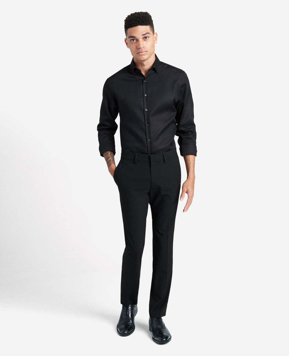 Slim-Fit Button-Down Stretch Dress Shirt with TEK FIT Black