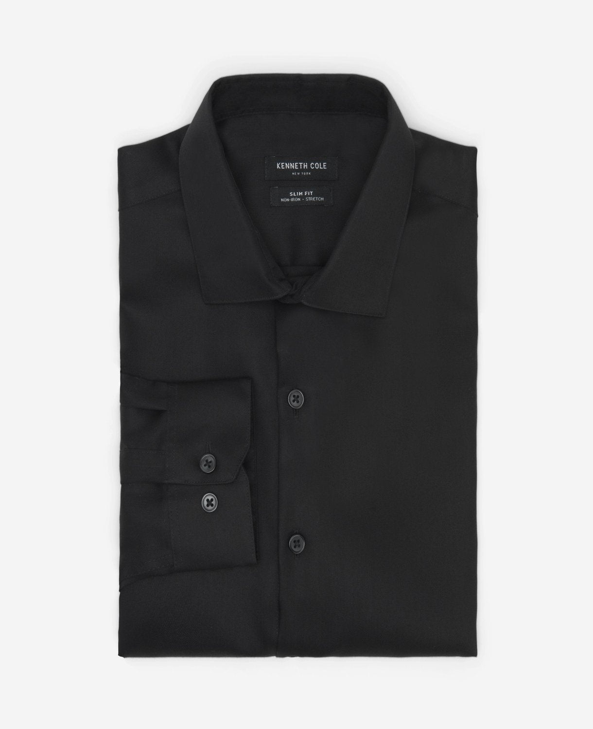 Slim-Fit Button-Down Stretch Dress Shirt with TEK FIT Black