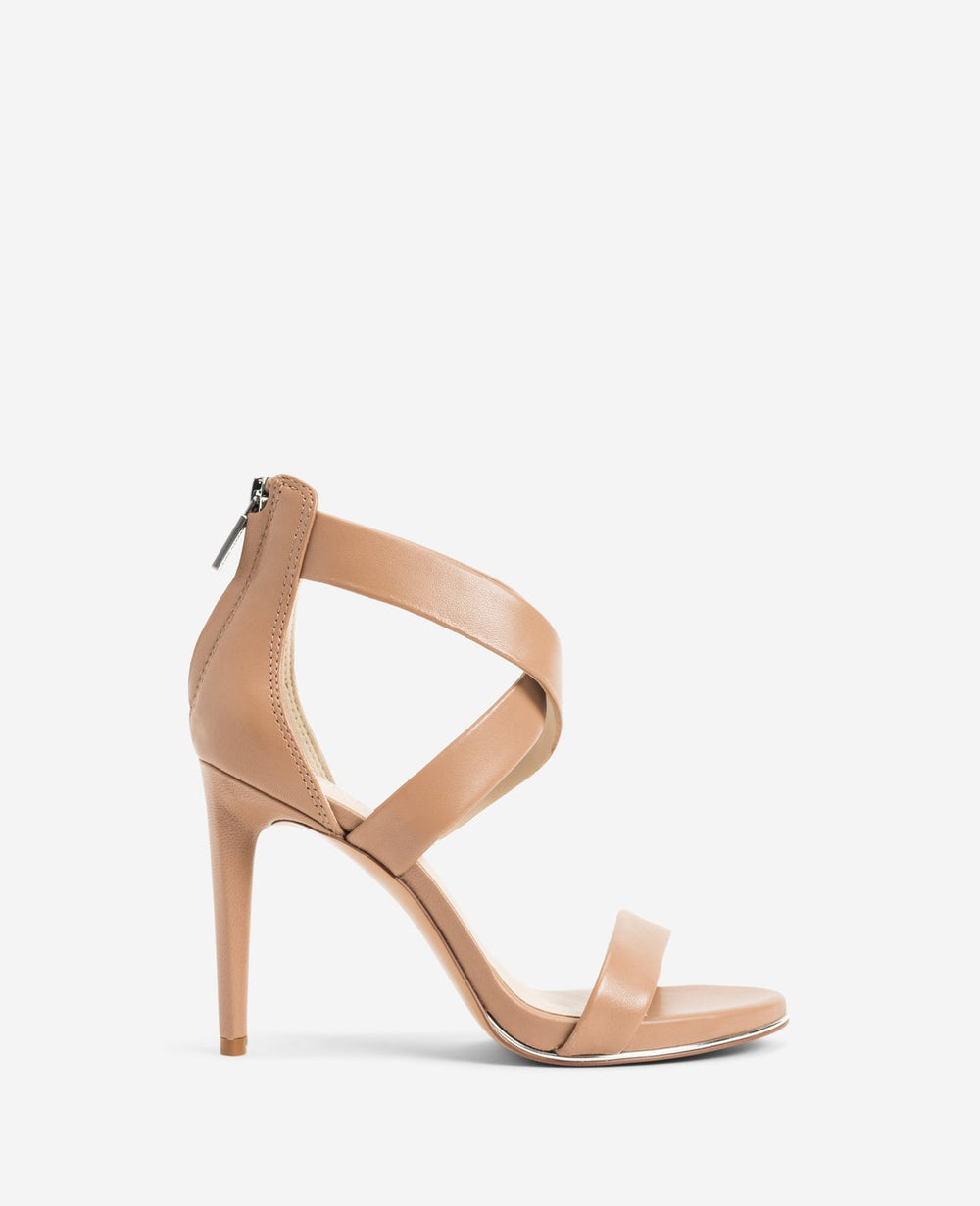 Brooke Cross Strap Heeled Sandal Latte