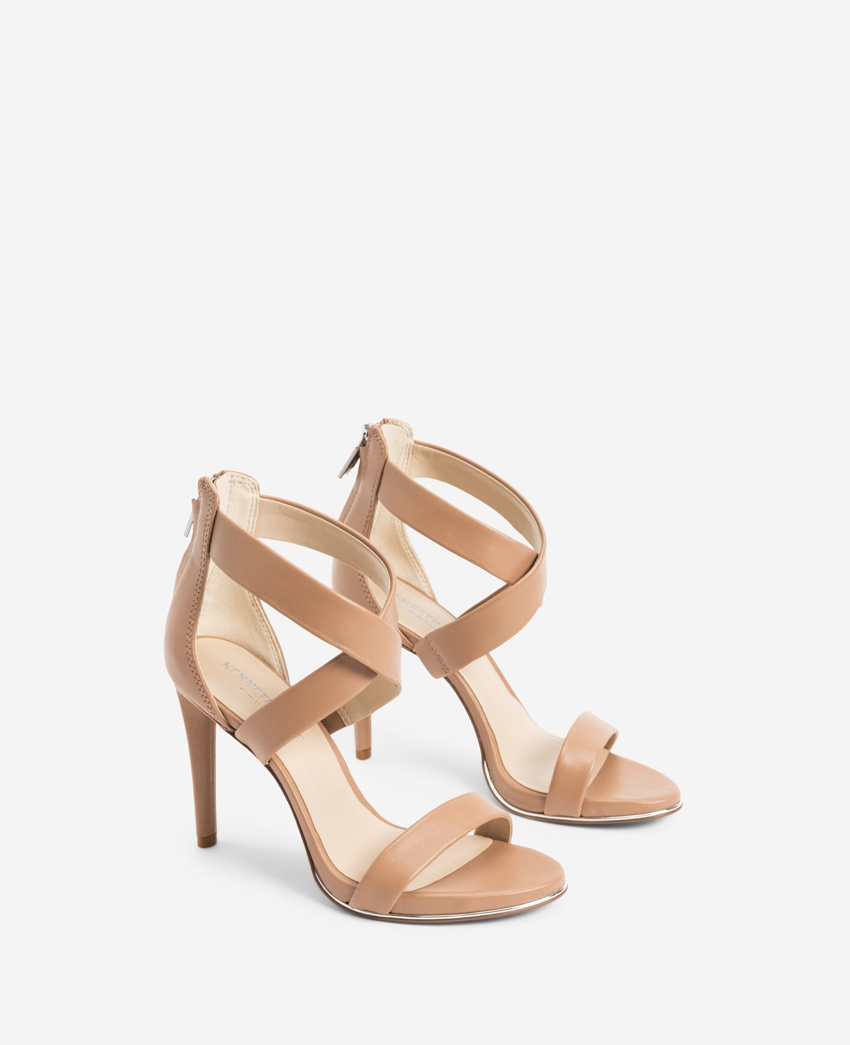 Brooke Cross Strap Heeled Sandal Latte