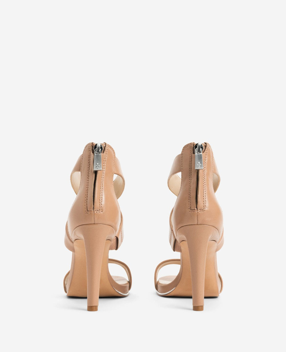 Brooke Cross Strap Heeled Sandal Latte