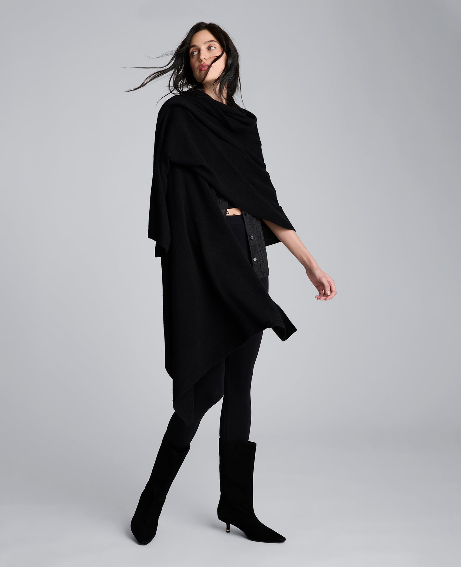 Site Exclusive! Pure Cashmere Multi-Wear Wrap Black