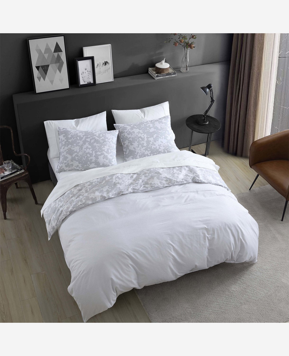 Merrion Grey Duvet Cover Set Open Lt Pastel Grey