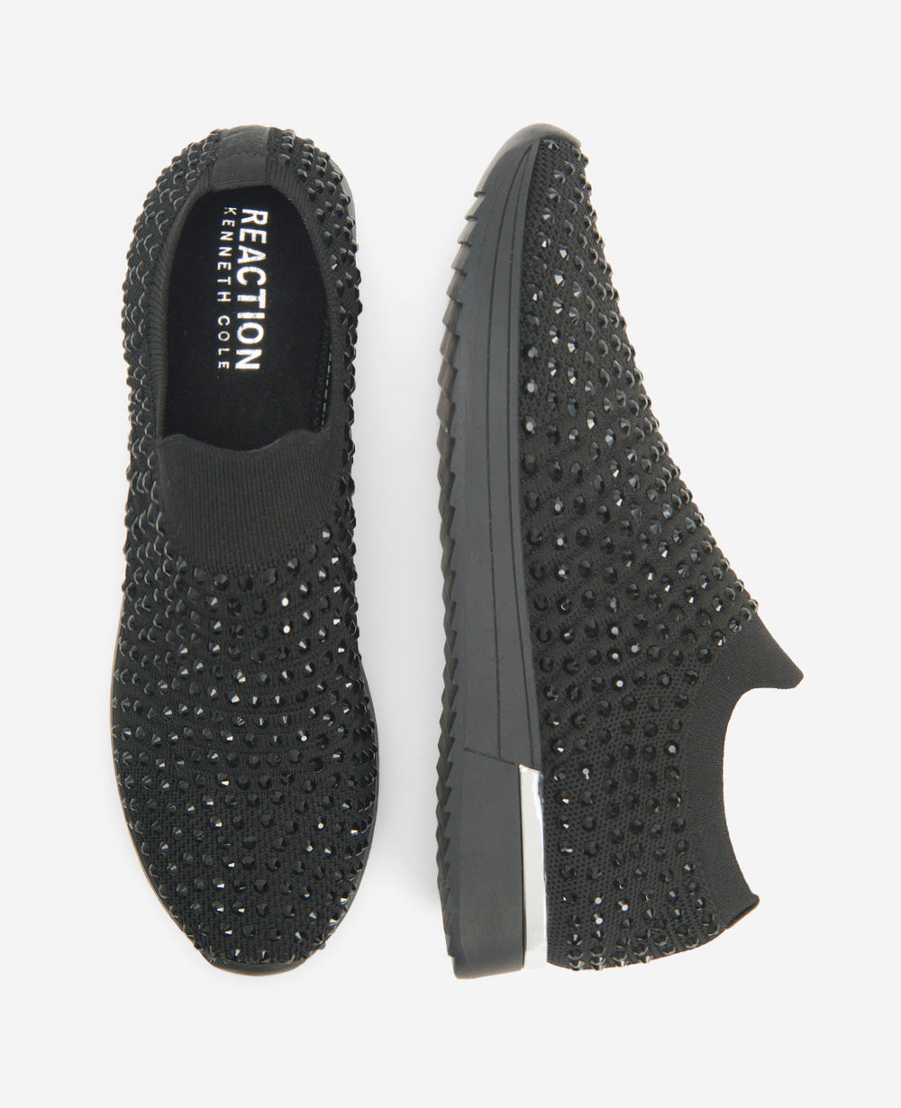 REACTION- The Cameron Jewel Jogger Slip-On Sneaker Black