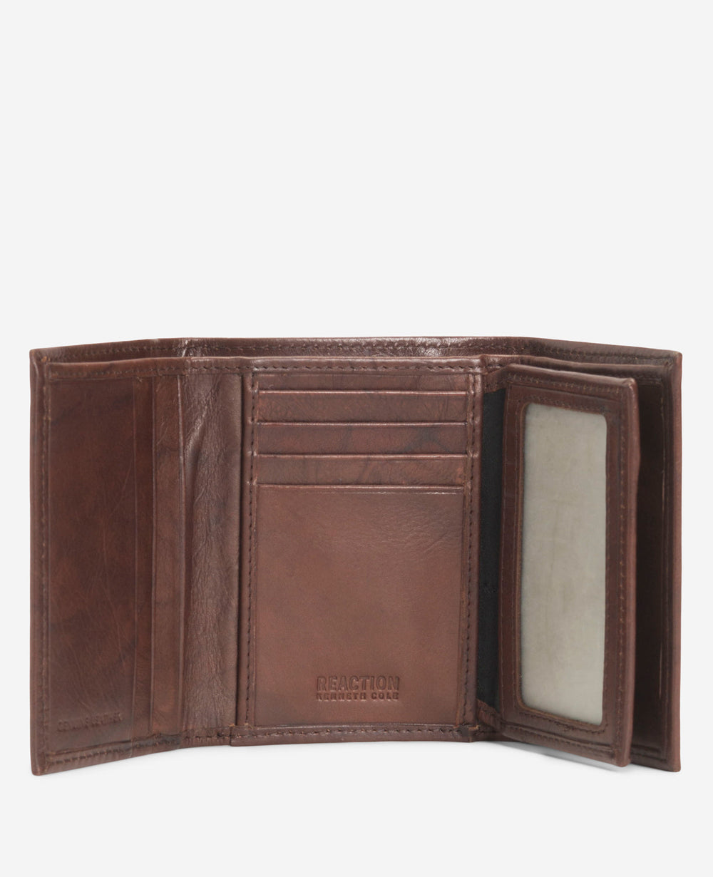 Crunch Leather Slimfold Wallet Brown