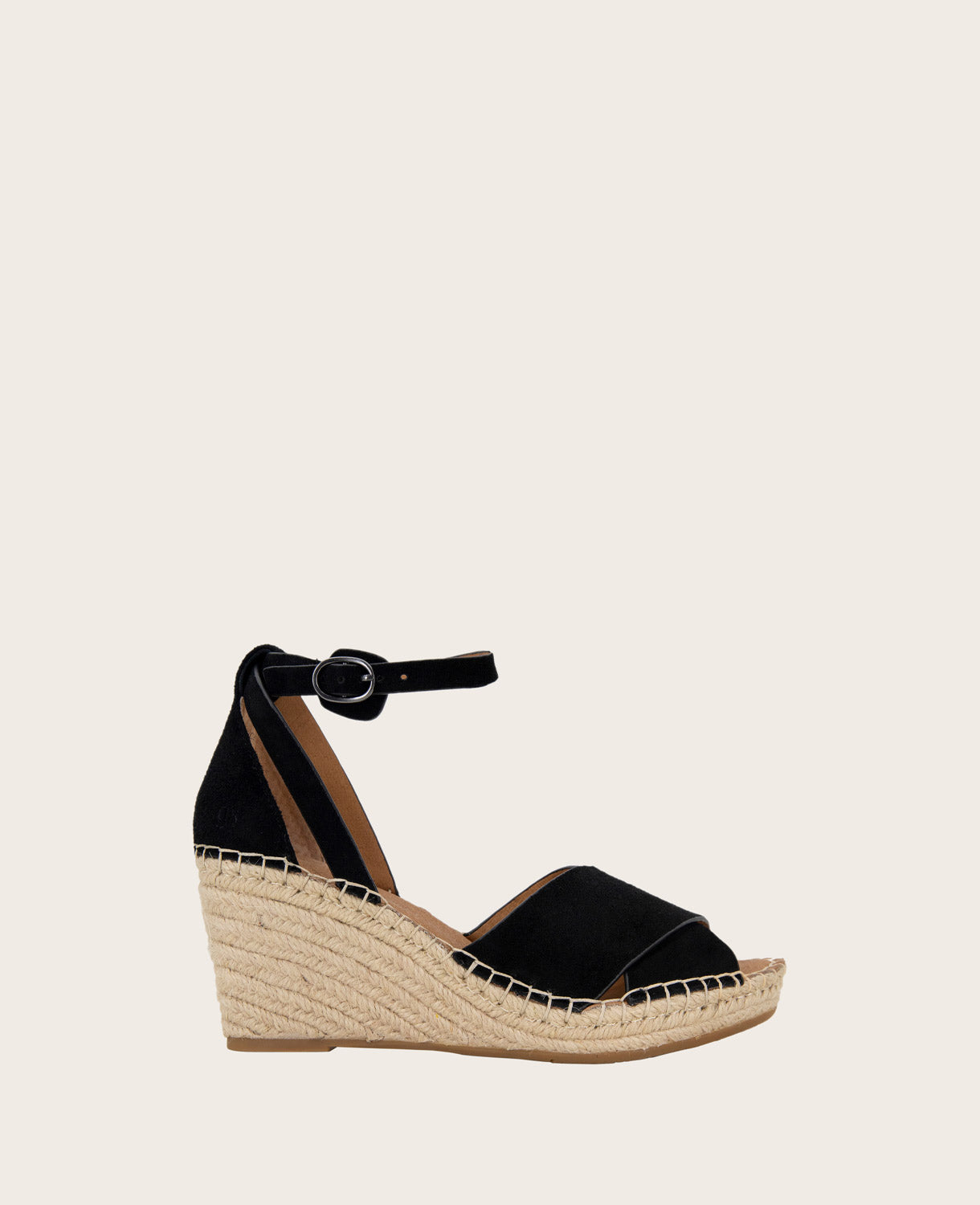 GENTLE SOULS - Charli Suede X-Band Espadrille Wedge Sandal Black