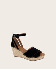 GENTLE SOULS - Charli Suede X-Band Espadrille Wedge Sandal Black