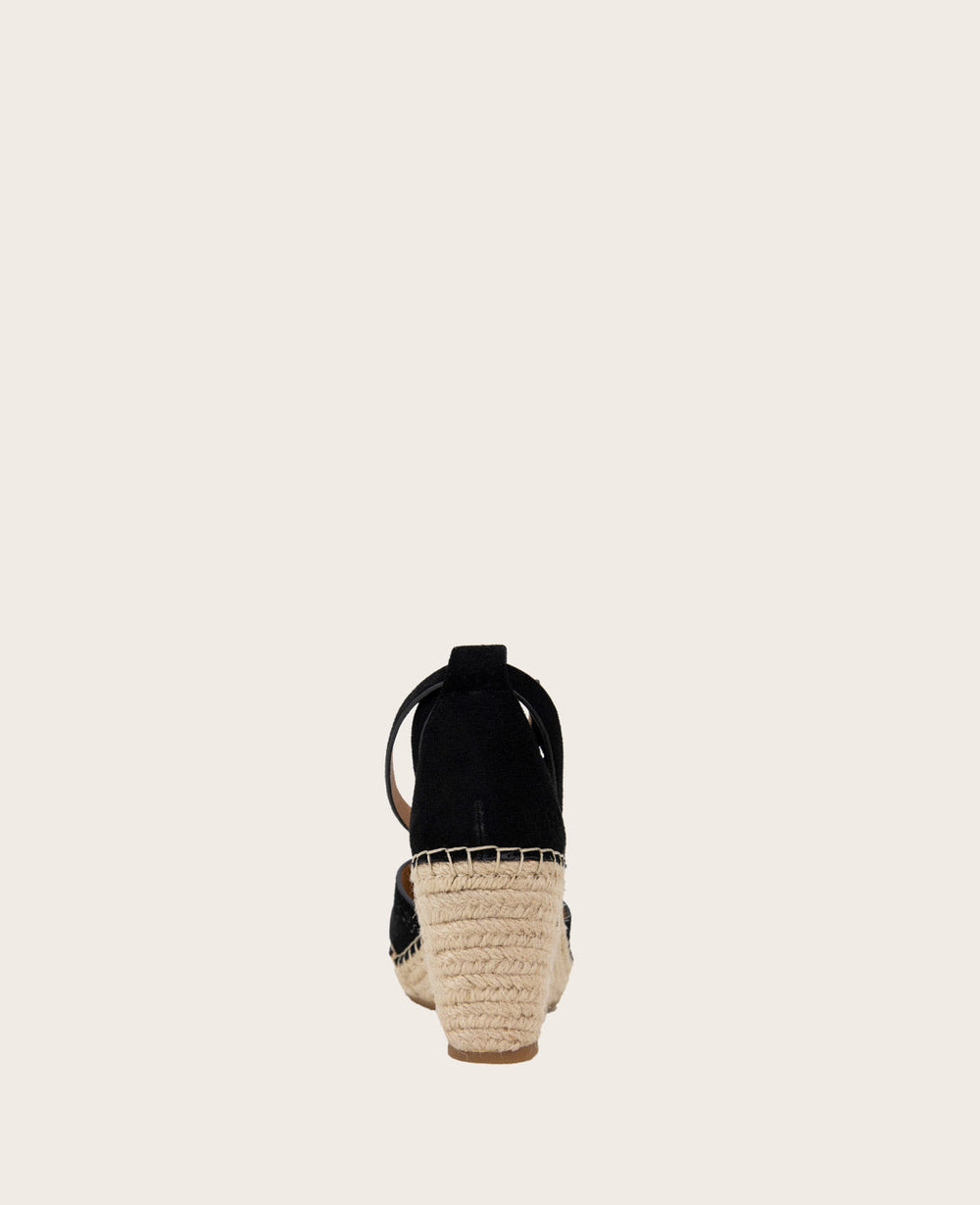 GENTLE SOULS - Charli Suede X-Band Espadrille Wedge Sandal Black