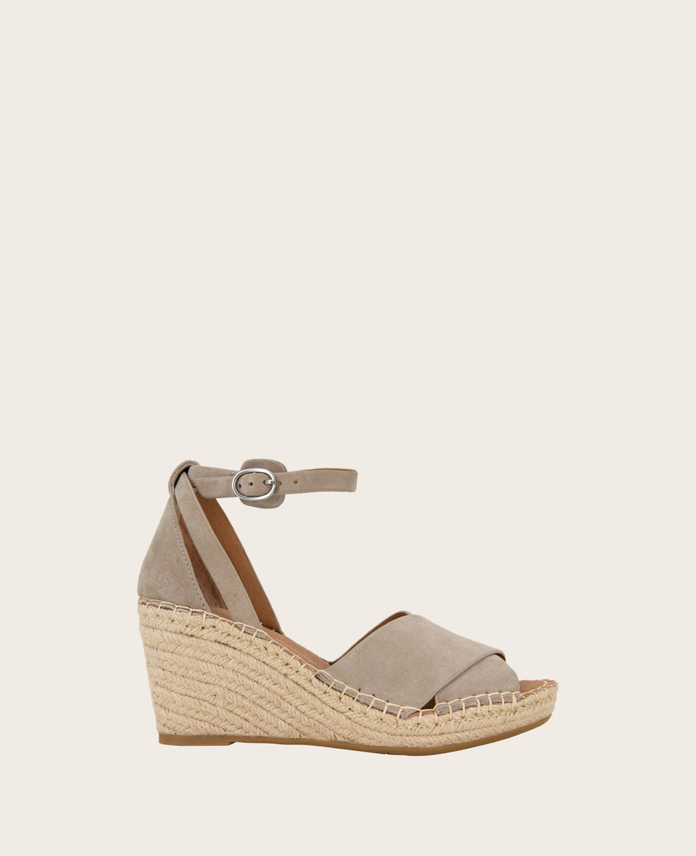 GENTLE SOULS - Charli Suede X-Band Espadrille Wedge Sandal Mushroom