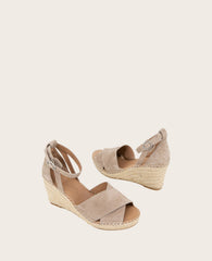 GENTLE SOULS - Charli Suede X-Band Espadrille Wedge Sandal Mushroom