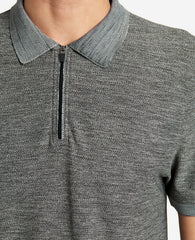 Zip-Up Knit Polo Grey Heather