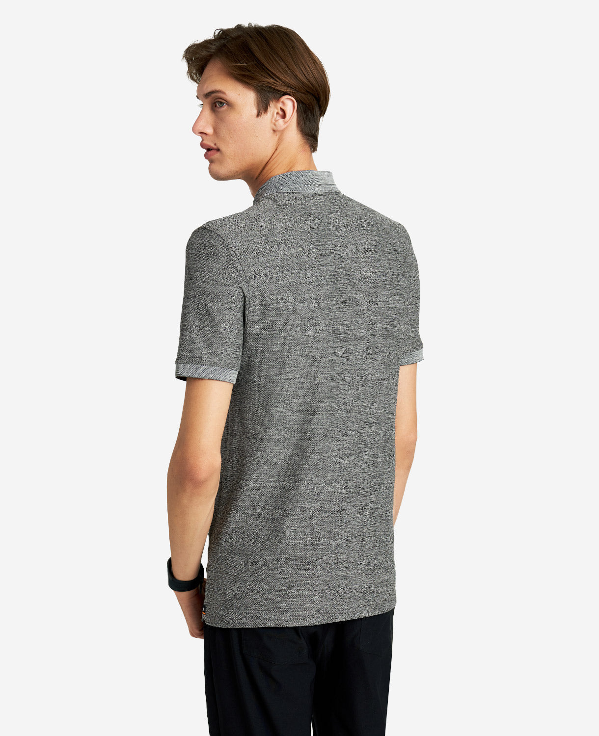 Zip-Up Knit Polo Grey Heather