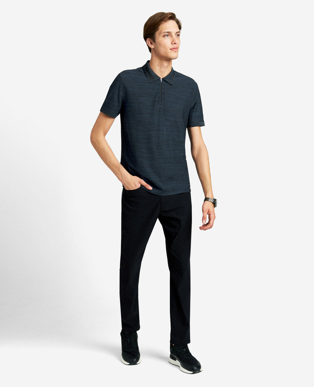 Zip-Up Knit Polo Navy