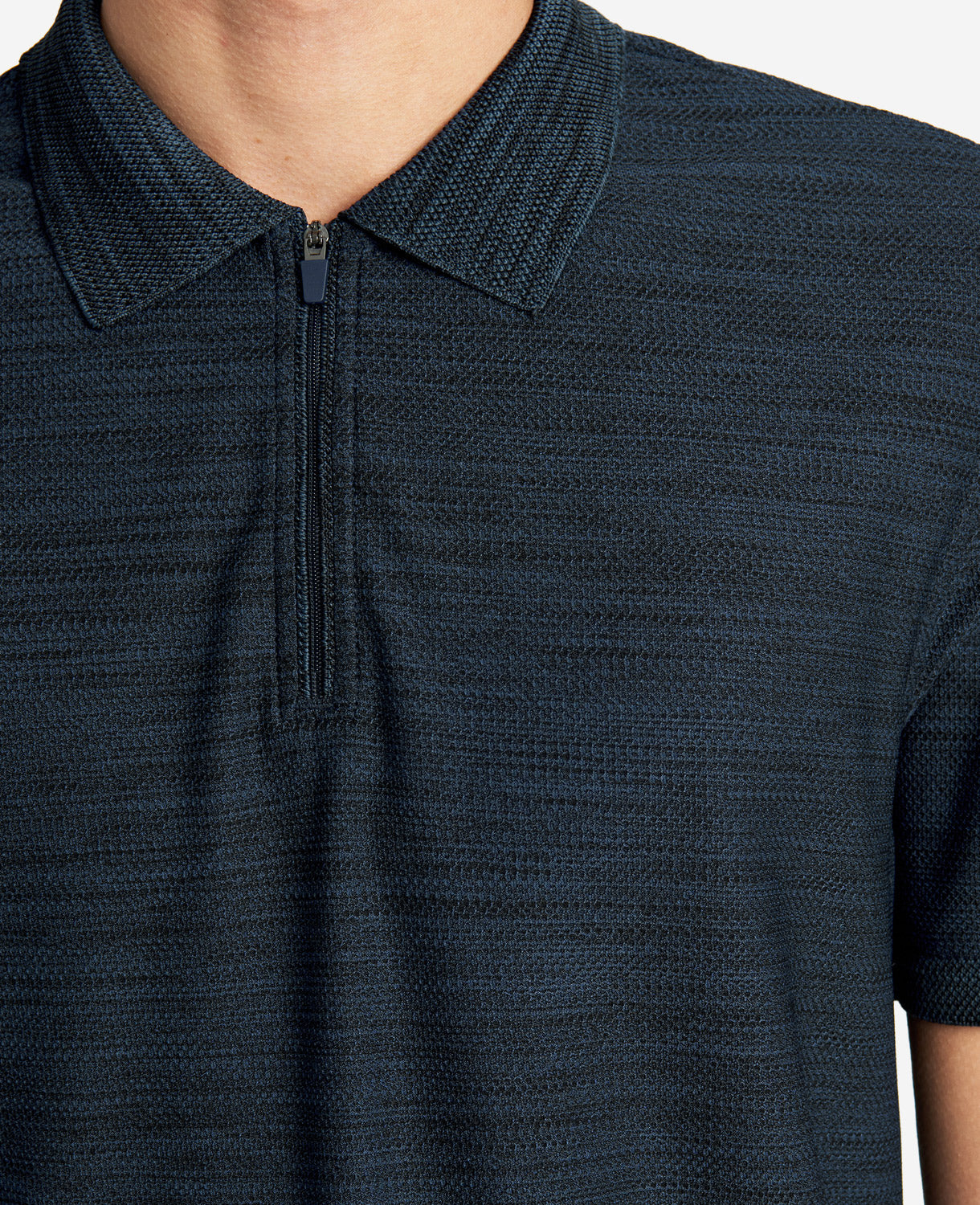Zip-Up Knit Polo Navy