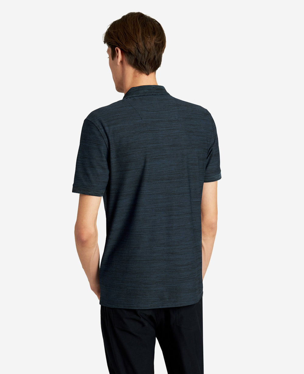 Zip-Up Knit Polo Navy