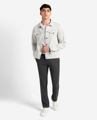 Modern-Fit Micro Check Stretch Trouser Charcoal