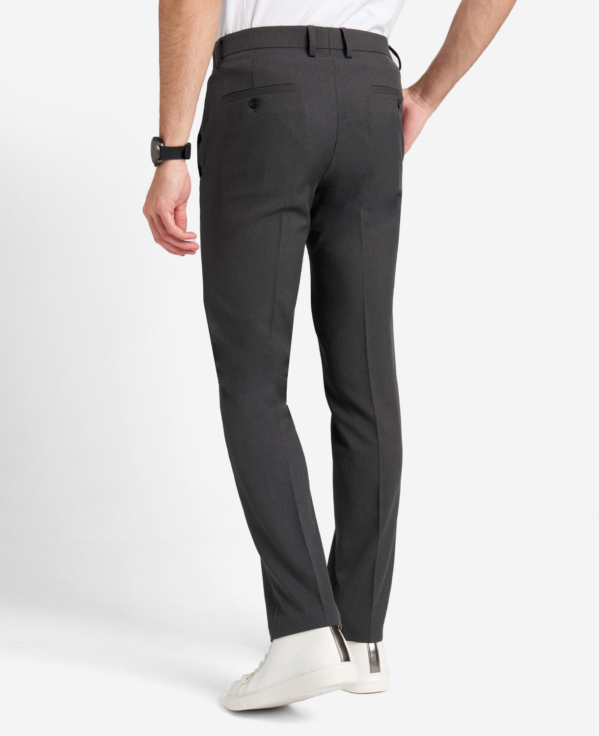 Modern-Fit Micro Check Stretch Trouser Charcoal