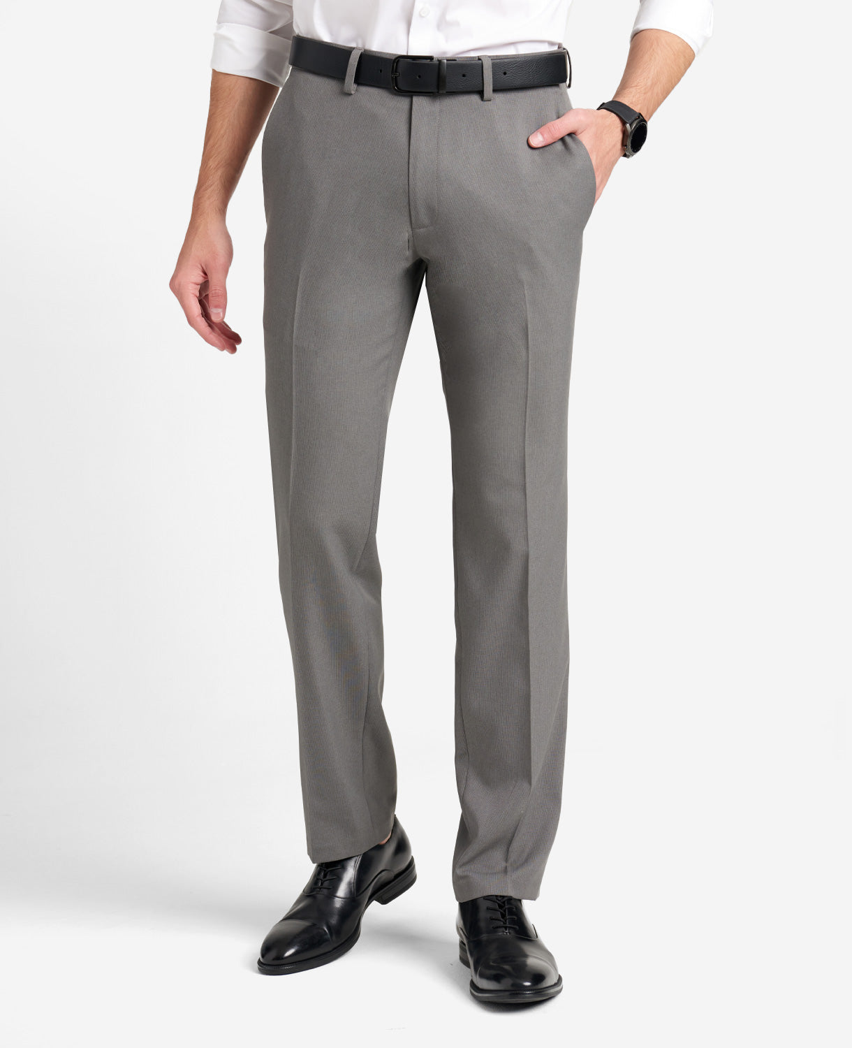 Modern-Fit Micro Check Stretch Trouser Medium Grey