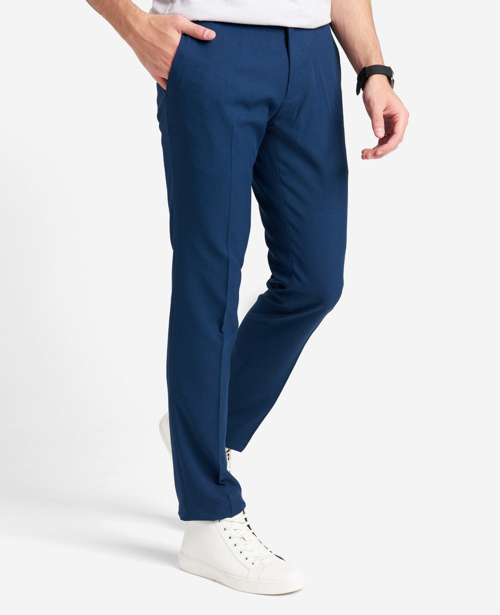 Modern-Fit Micro Check Stretch Trouser Blue