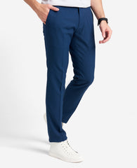 Modern-Fit Micro Check Stretch Trouser Blue