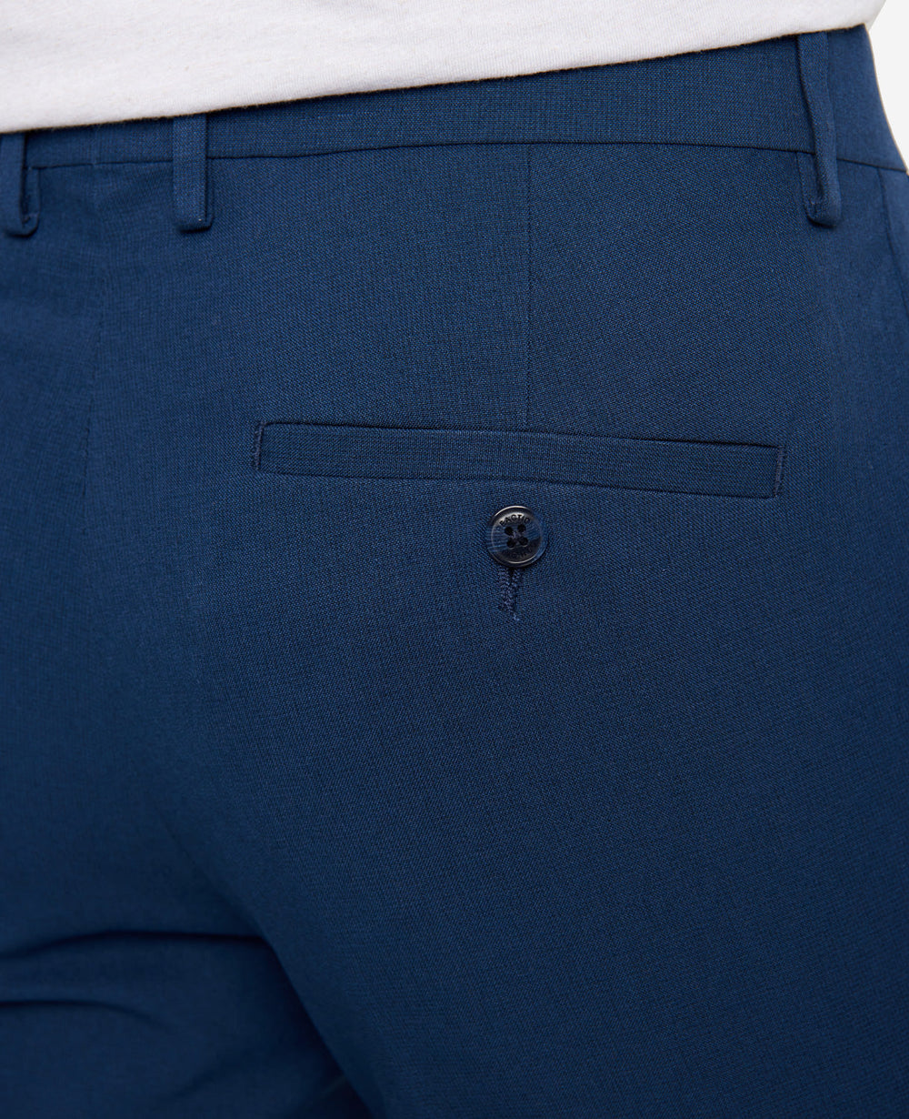 Modern-Fit Micro Check Stretch Trouser Blue
